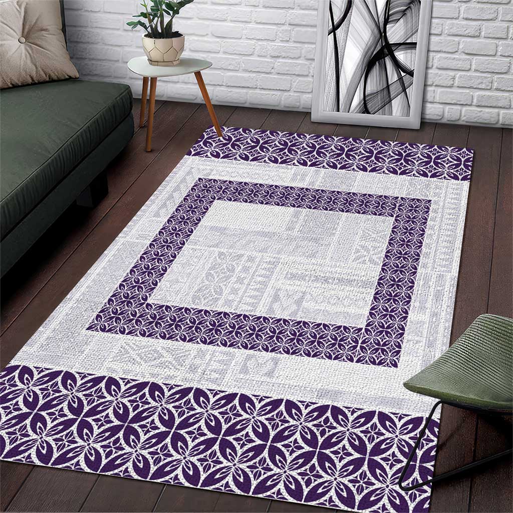 Samoa Siapo Purple Trimmed Area Rug Samoa White Sunday - Polynesian Pride
