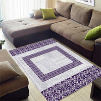 Samoa Siapo Purple Trimmed Area Rug Samoa White Sunday - Polynesian Pride