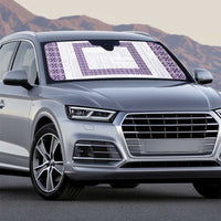 Samoa Siapo Purple Trimmed Auto Sun Shade Samoa White Sunday - Polynesian Pride