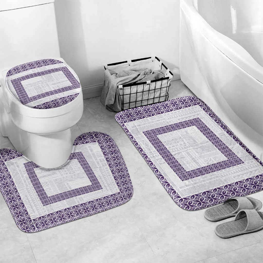 Samoa Siapo Purple Trimmed Bathroom Set Samoa White Sunday - Polynesian Pride
