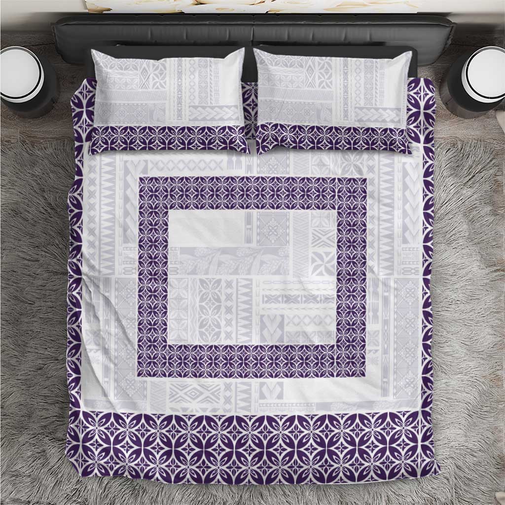 Samoa Siapo Purple Trimmed Bedding Set Samoa White Sunday - Polynesian Pride