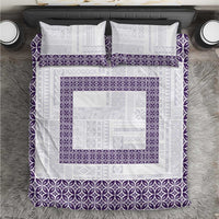 Samoa Siapo Purple Trimmed Bedding Set Samoa White Sunday - Polynesian Pride