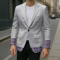 Samoa Siapo Purple Trimmed Blazer Samoa White Sunday LT01 - Polynesian Pride