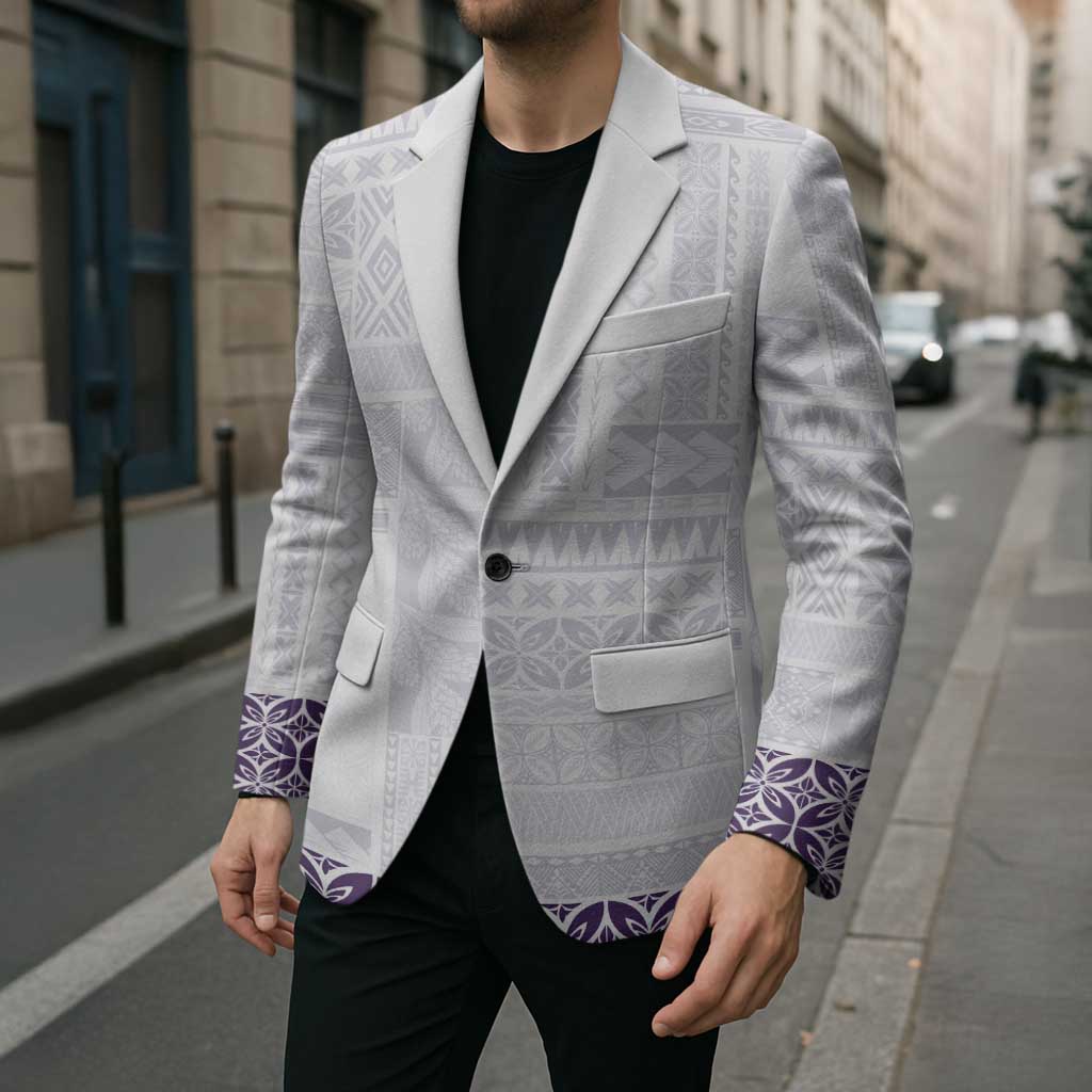 Samoa Siapo Purple Trimmed Blazer Samoa White Sunday LT01 - Polynesian Pride