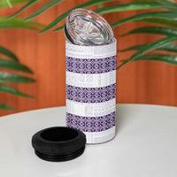 Samoa Siapo Purple Trimmed 4 in 1 Can Cooler Tumbler Samoa White Sunday - Polynesian Pride