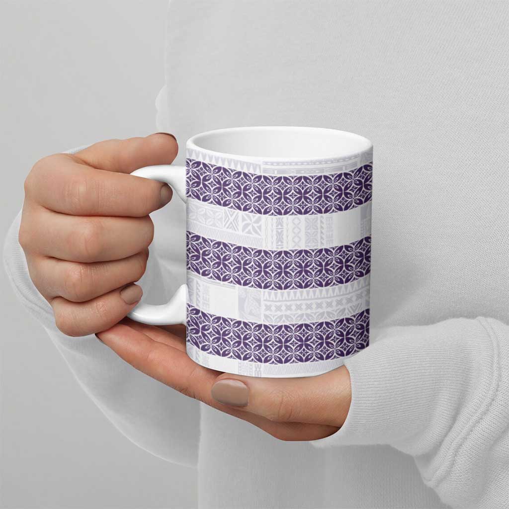 Samoa Siapo Purple Trimmed Ceramic Mug Samoa White Sunday - Polynesian Pride