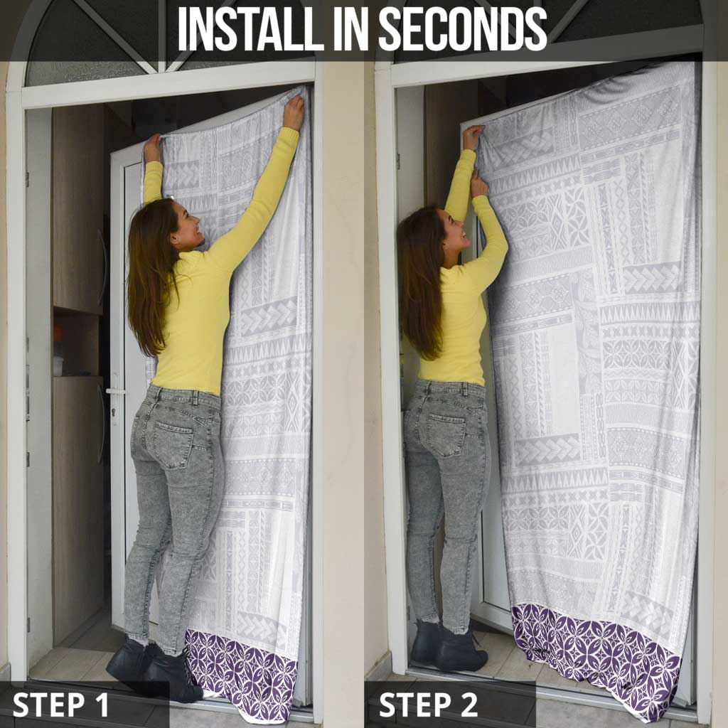 Samoa Siapo Purple Trimmed Door Cover Samoa White Sunday - Polynesian Pride