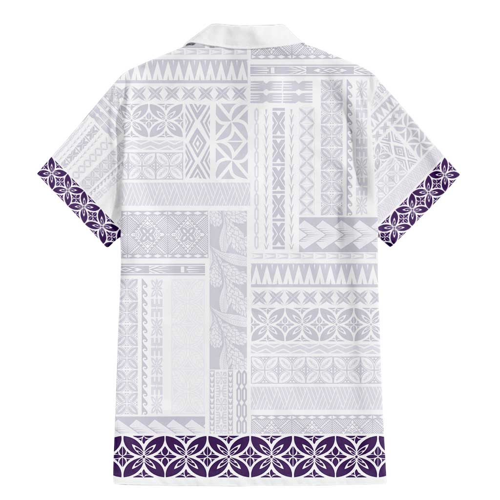 Samoa Siapo Purple Trimmed Family Matching Mermaid Dress and Hawaiian Shirt Samoa White Sunday - Polynesian Pride