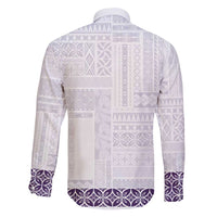 Samoa Siapo Purple Trimmed Family Matching Tank Maxi Dress and Hawaiian Shirt Samoa White Sunday - Polynesian Pride