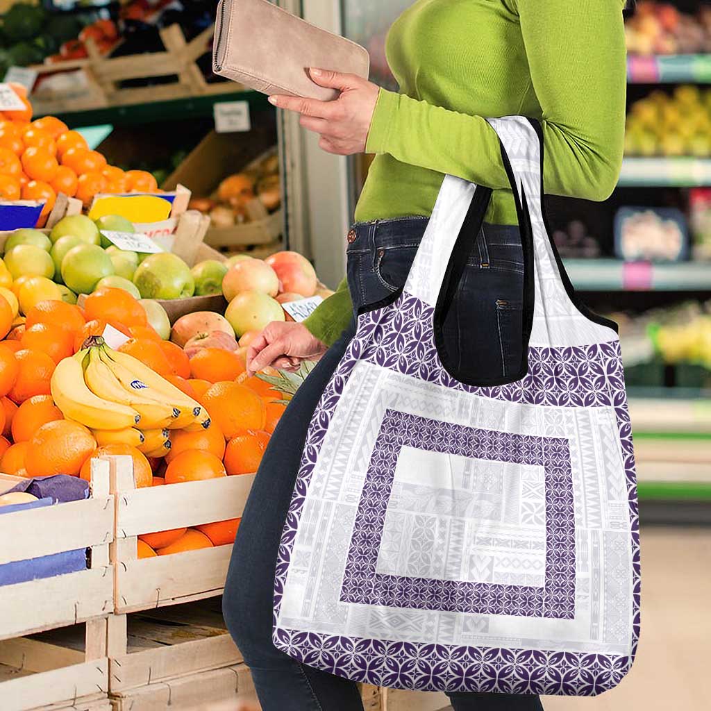 Samoa Siapo Purple Trimmed Grocery Bag Samoa White Sunday - Polynesian Pride