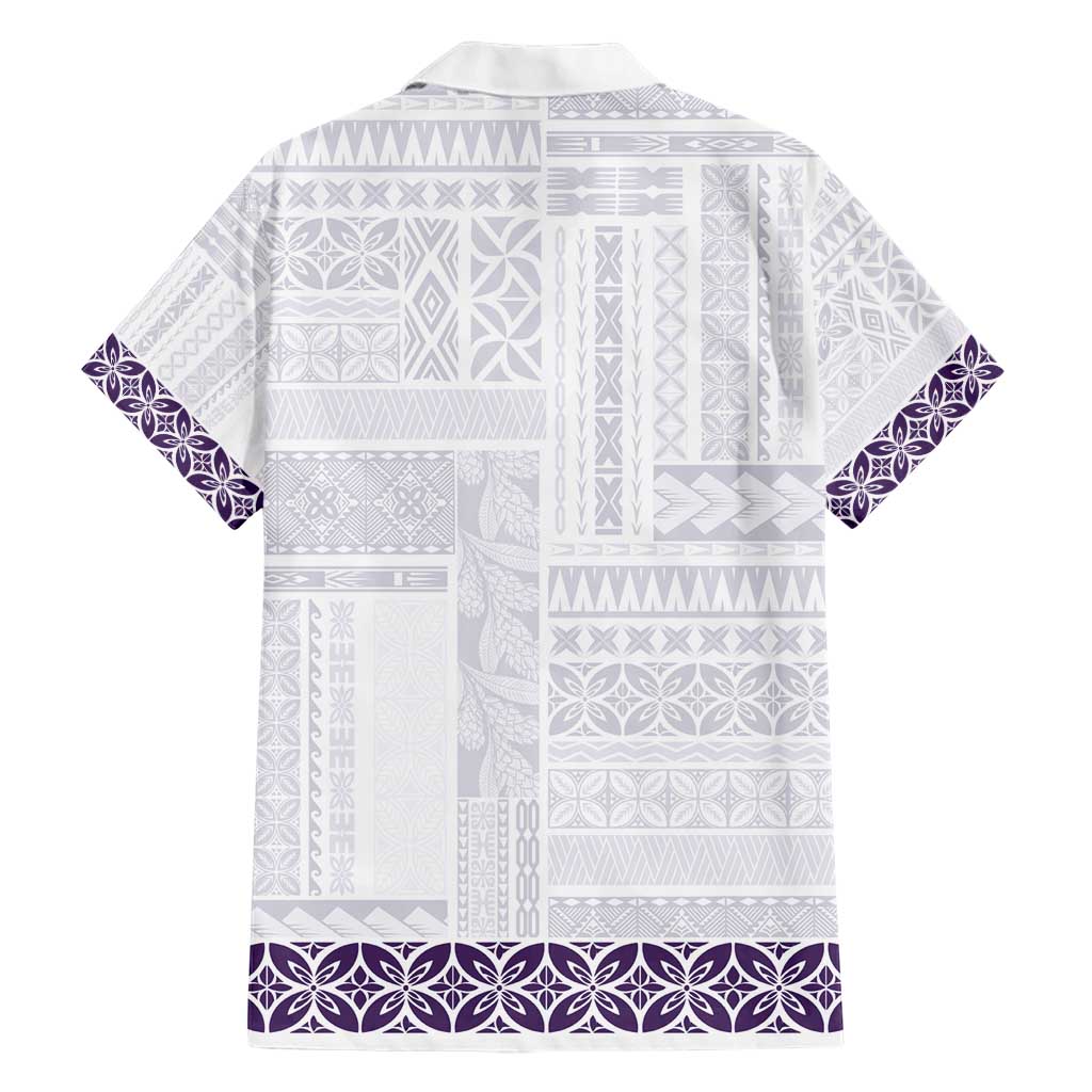 Samoa Siapo Purple Trimmed Hawaiian Shirt Samoa White Sunday - Polynesian Pride