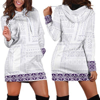 Samoa Siapo Purple Trimmed Hoodie Dress Samoa White Sunday - Polynesian Pride