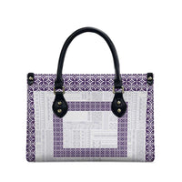 Samoa Siapo Purple Trimmed Leather Bag Samoa White Sunday LT01 - Polynesian Pride