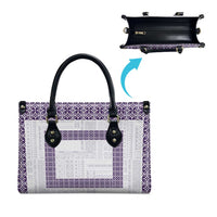 Samoa Siapo Purple Trimmed Leather Bag Samoa White Sunday LT01 - Polynesian Pride