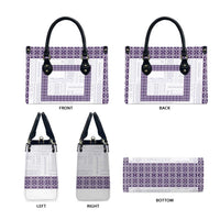 Samoa Siapo Purple Trimmed Leather Bag Samoa White Sunday LT01 - Polynesian Pride