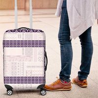 Samoa Siapo Purple Trimmed Luggage Cover Samoa White Sunday - Polynesian Pride
