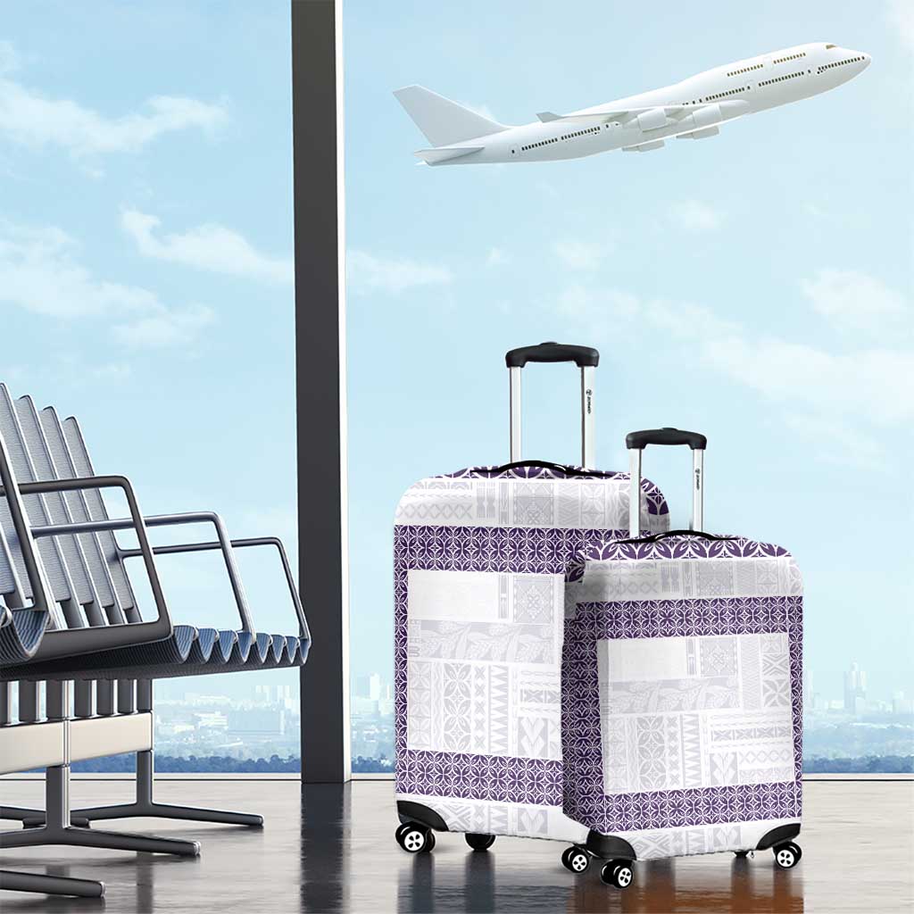 Samoa Siapo Purple Trimmed Luggage Cover Samoa White Sunday - Polynesian Pride
