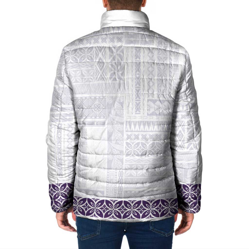 Samoa Siapo Purple Trimmed Padded Jacket Samoa White Sunday LT01 - Polynesian Pride