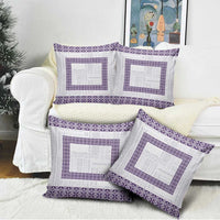 Samoa Siapo Purple Trimmed Pillow Cover Samoa White Sunday - Polynesian Pride