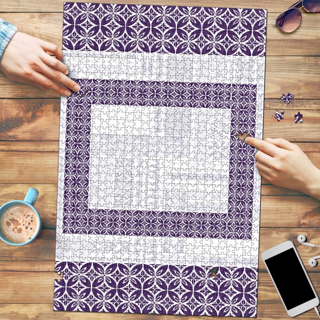 Samoa Siapo Purple Trimmed Puzzle Samoa White Sunday LT01 Purple - Polynesian Pride