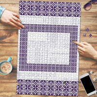 Samoa Siapo Purple Trimmed Puzzle Samoa White Sunday LT01 Purple - Polynesian Pride