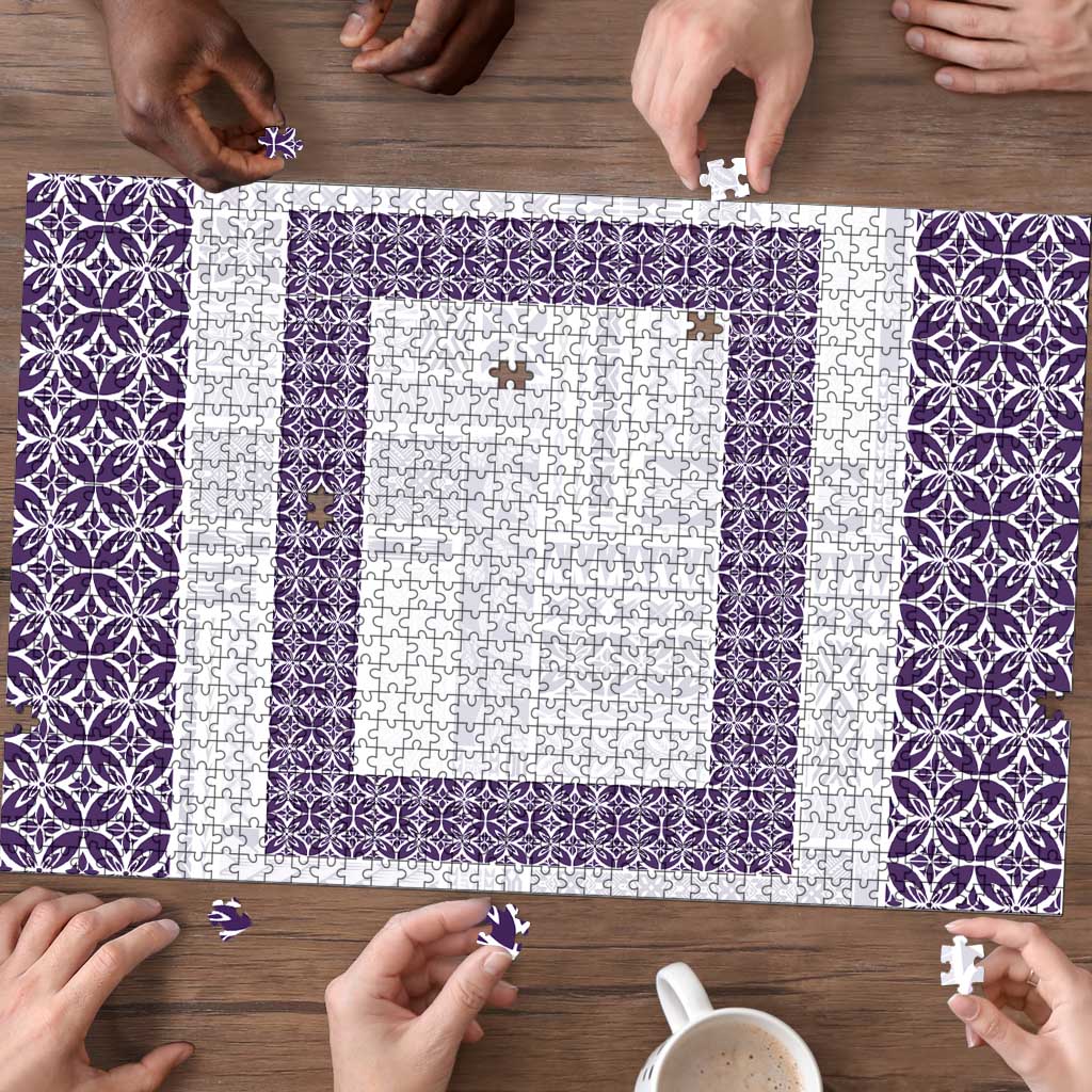 Samoa Siapo Purple Trimmed Puzzle Samoa White Sunday LT01 - Polynesian Pride