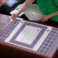 Samoa Siapo Purple Trimmed Puzzle Samoa White Sunday LT01 - Polynesian Pride