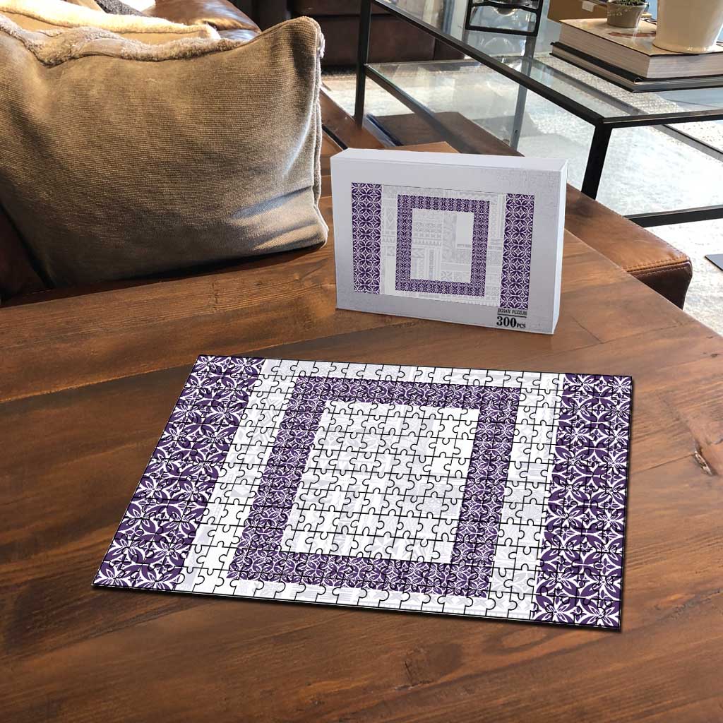 Samoa Siapo Purple Trimmed Puzzle Samoa White Sunday LT01 - Polynesian Pride