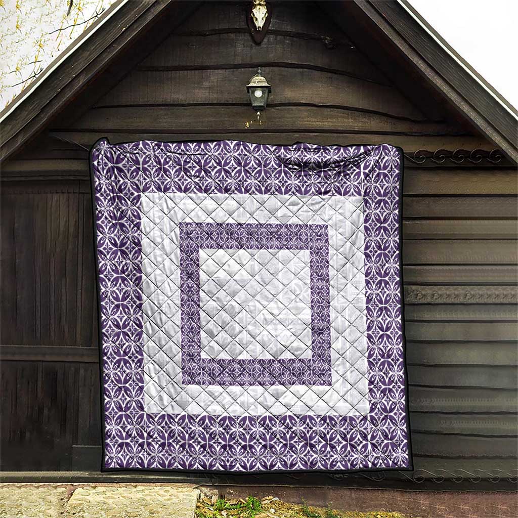 Samoa Siapo Purple Trimmed Quilt Samoa White Sunday - Polynesian Pride