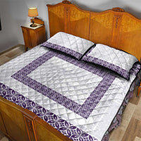 Samoa Siapo Purple Trimmed Quilt Bed Set Samoa White Sunday - Polynesian Pride