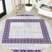 Samoa Siapo Purple Trimmed Round Carpet Samoa White Sunday - Polynesian Pride