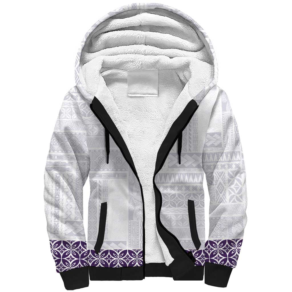 Samoa Siapo Purple Trimmed Sherpa Hoodie Samoa White Sunday - Polynesian Pride
