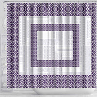 Samoa Siapo Purple Trimmed Shower Curtain Samoa White Sunday - Polynesian Pride
