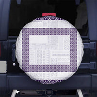 Samoa Siapo Purple Trimmed Spare Tire Cover Samoa White Sunday - Polynesian Pride