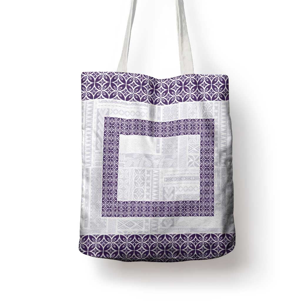 Samoa Siapo Purple Trimmed Tote Bag Samoa White Sunday - Polynesian Pride