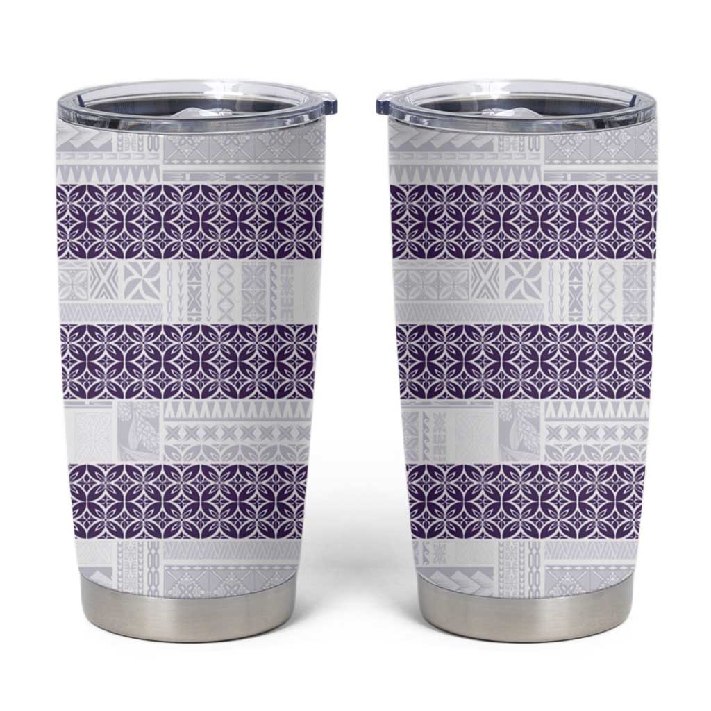 Samoa Siapo Purple Trimmed Tumbler Cup Samoa White Sunday - Polynesian Pride
