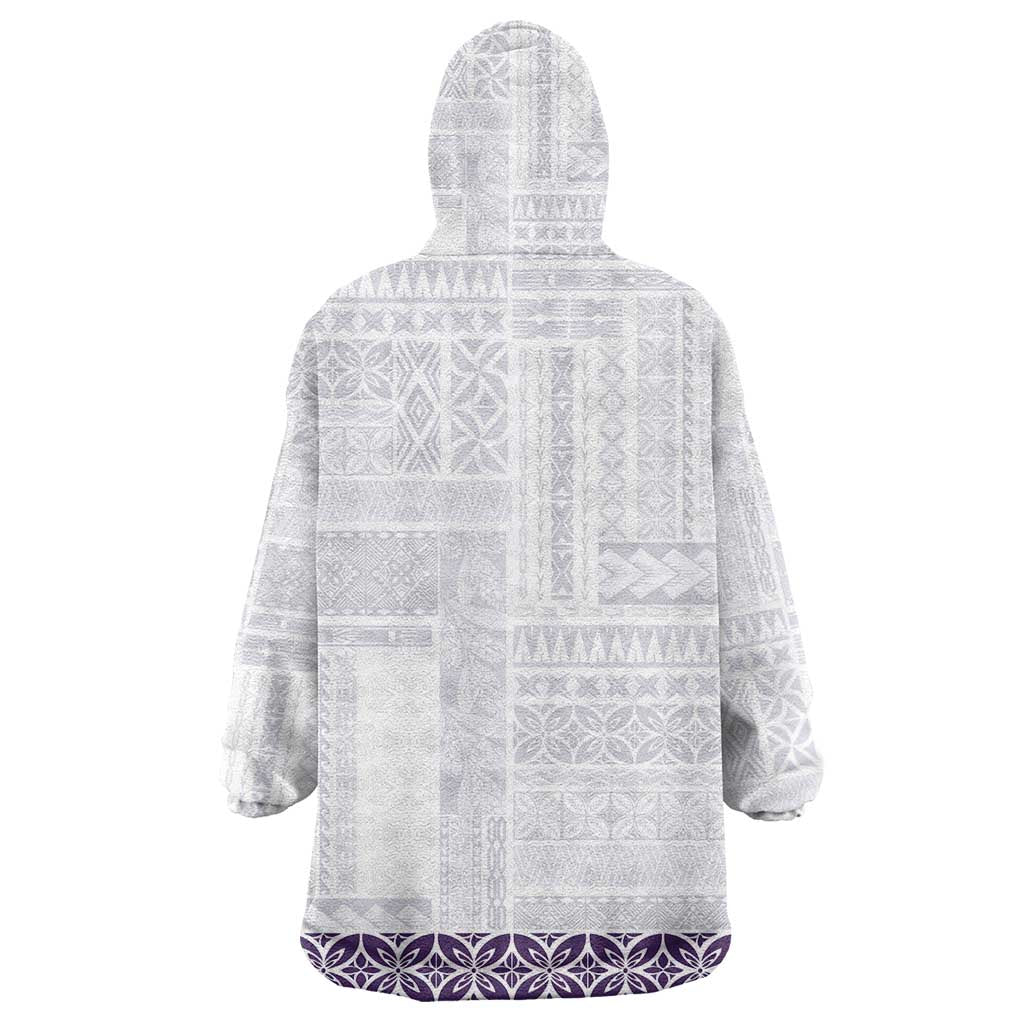 Samoa Siapo Purple Trimmed Wearable Blanket Hoodie Samoa White Sunday - Polynesian Pride