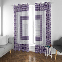 Samoa Siapo Purple Trimmed Window Curtain Samoa White Sunday - Polynesian Pride