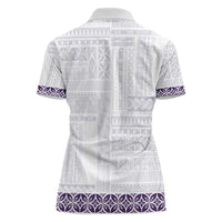 Samoa Siapo Purple Trimmed Women Polo Shirt Samoa White Sunday - Polynesian Pride