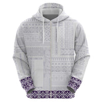 Samoa Siapo Purple Trimmed Zip Hoodie Samoa White Sunday - Polynesian Pride