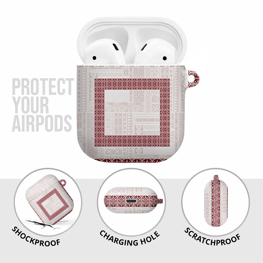Samoa Siapo Red Trimmed AirPods Case Samoa White Sunday - Polynesian Pride