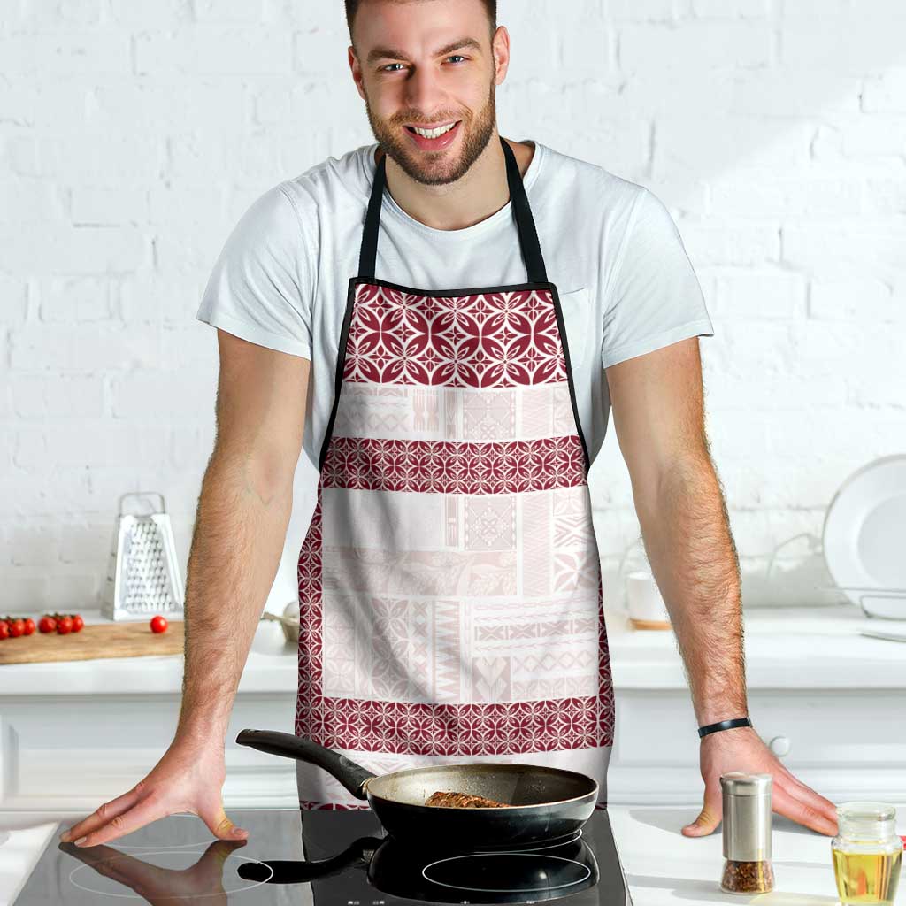 Samoa Siapo Red Trimmed Apron Samoa White Sunday - Polynesian Pride