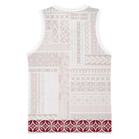 Samoa Siapo Red Trimmed Basketball Jersey Samoa White Sunday LT01 - Polynesian Pride