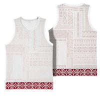 Samoa Siapo Red Trimmed Basketball Jersey Samoa White Sunday LT01 - Polynesian Pride