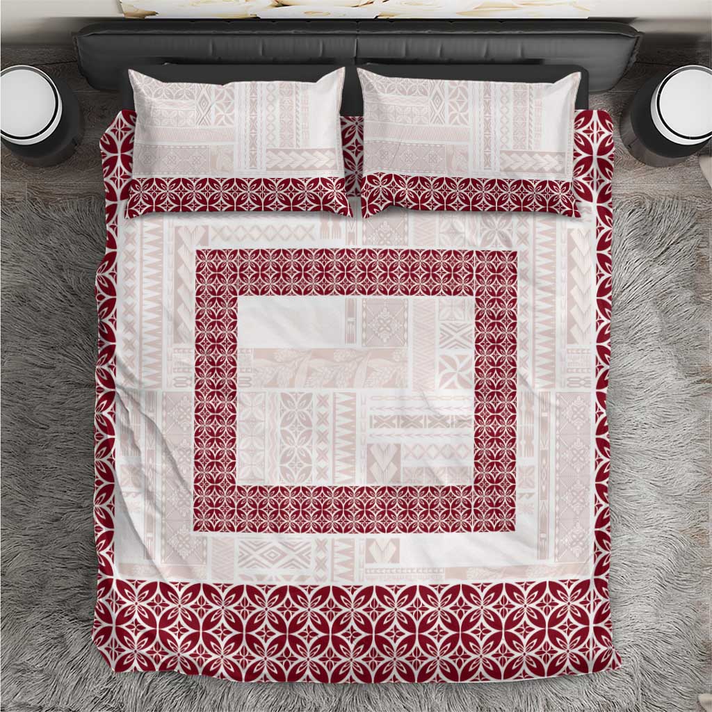 Samoa Siapo Red Trimmed Bedding Set Samoa White Sunday - Polynesian Pride
