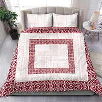 Samoa Siapo Red Trimmed Bedding Set Samoa White Sunday - Polynesian Pride