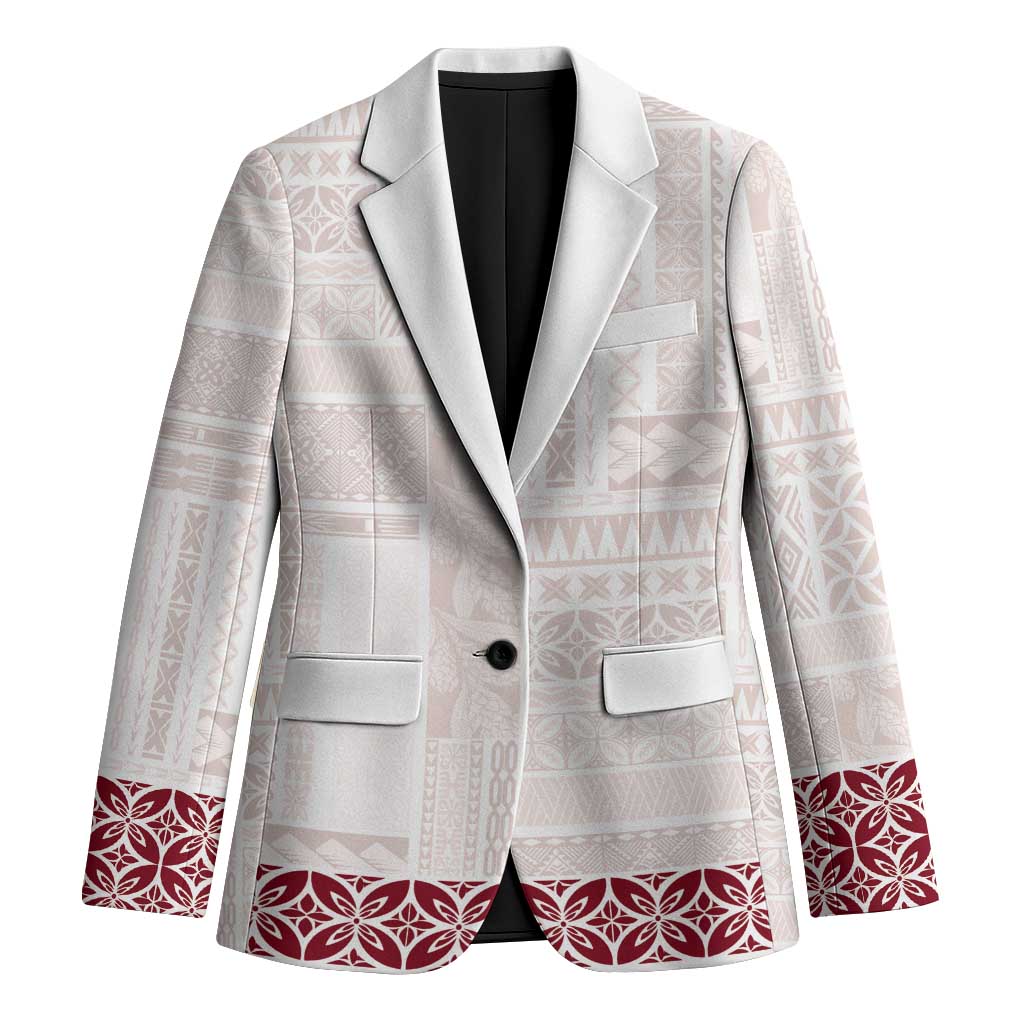 Samoa Siapo Red Trimmed Blazer Samoa White Sunday LT01 Unisex Red - Polynesian Pride
