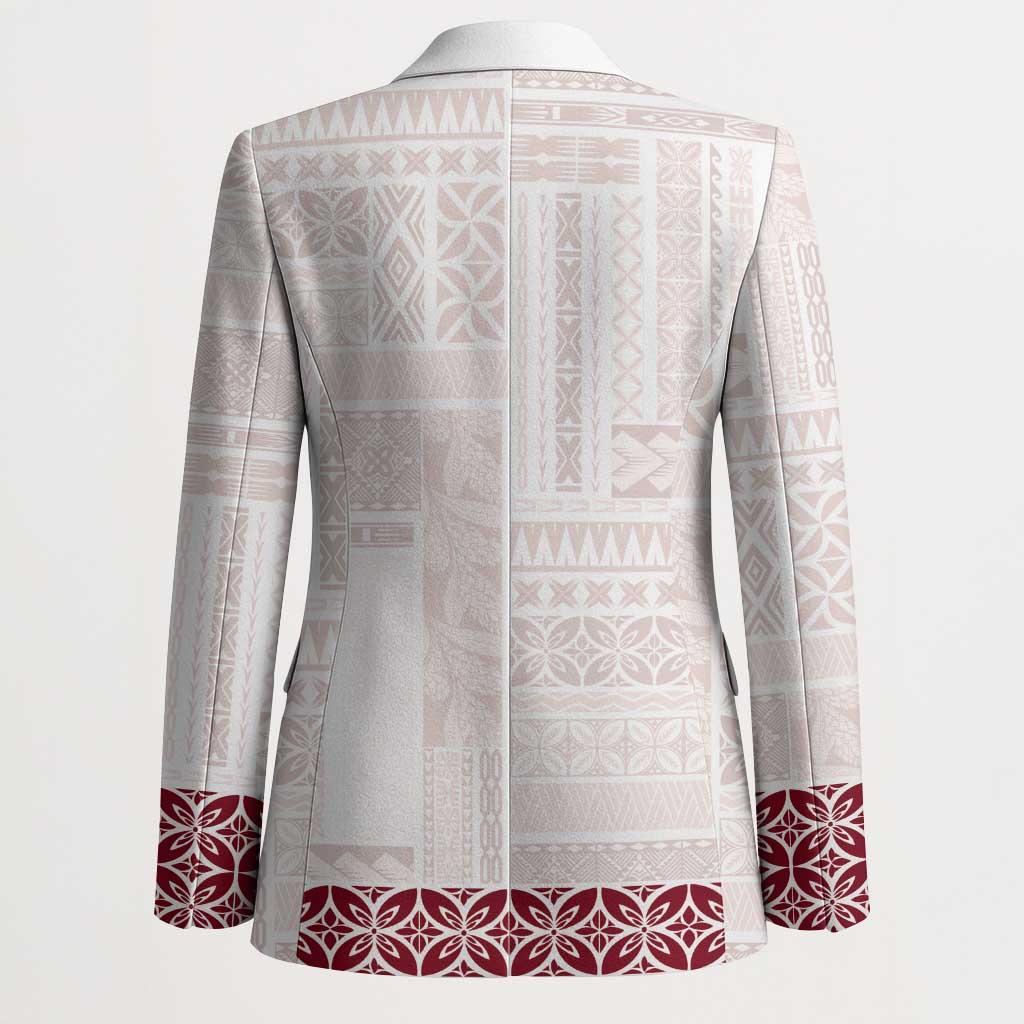 Samoa Siapo Red Trimmed Blazer Samoa White Sunday LT01 - Polynesian Pride
