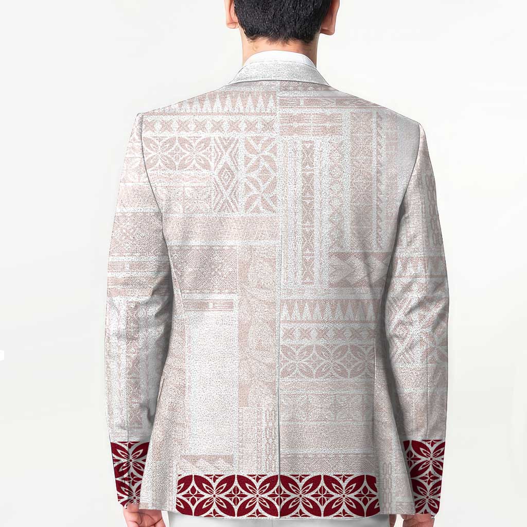 Samoa Siapo Red Trimmed Blazer Samoa White Sunday LT01 - Polynesian Pride