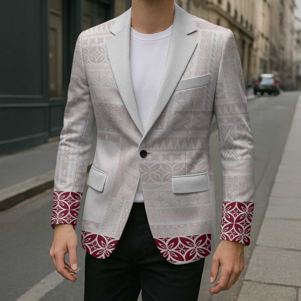 Samoa Siapo Red Trimmed Blazer Samoa White Sunday LT01 - Polynesian Pride